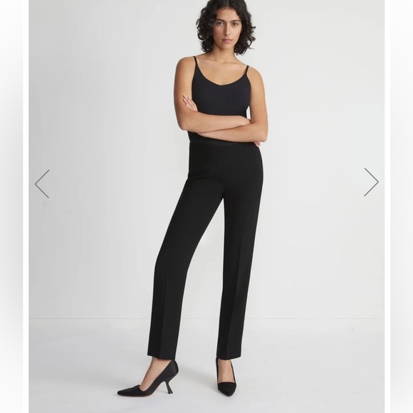 Lafayette 148 Black Finesse Crepe Bleecker Pant | 8 - Picture 1 of 9